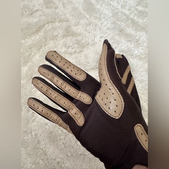 vintage brown Isotoner gloves, one size, likely made of leather & nylon. - Picture 7 of 7